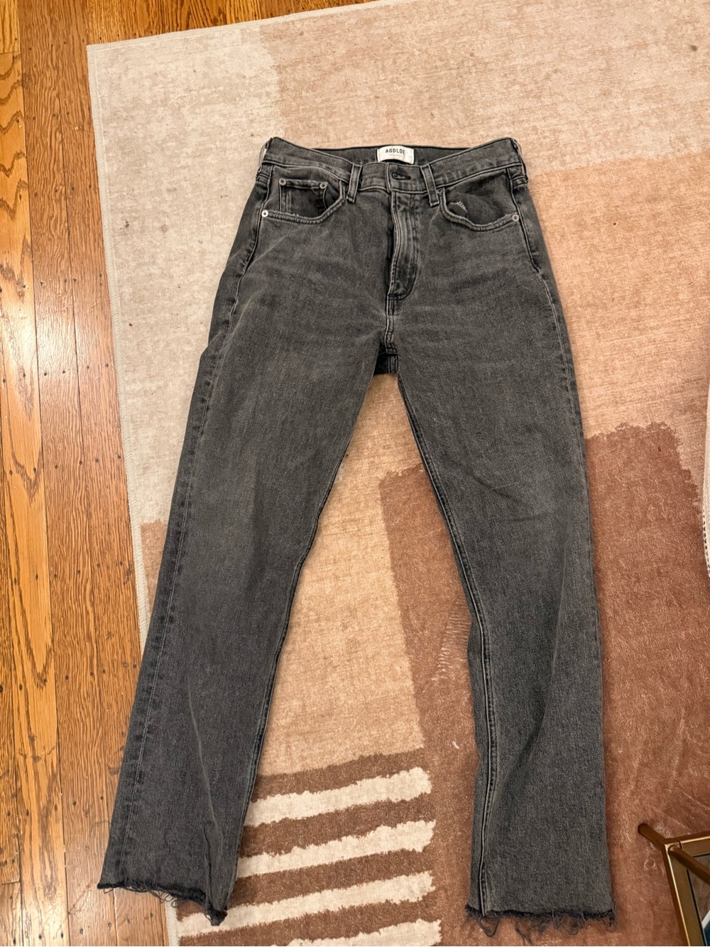 Agolde Straight-Leg Washed Black Jeans
